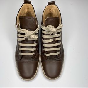 CHRISTIAN LOUBOUTIN Brown Leather High Top Sneakers
